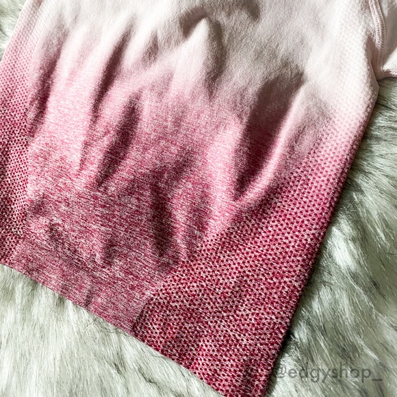 Ombré Seamless Crop Top Short Sleeve Athletic - Picture 2 of 4